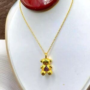 Medium bear Necklace with Vermeil 925 silver and amethyst Bold Bear🌟